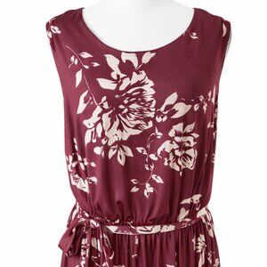 NWOT Lane Bryant Burgundy & White Floral Midi Dress Size 14/16